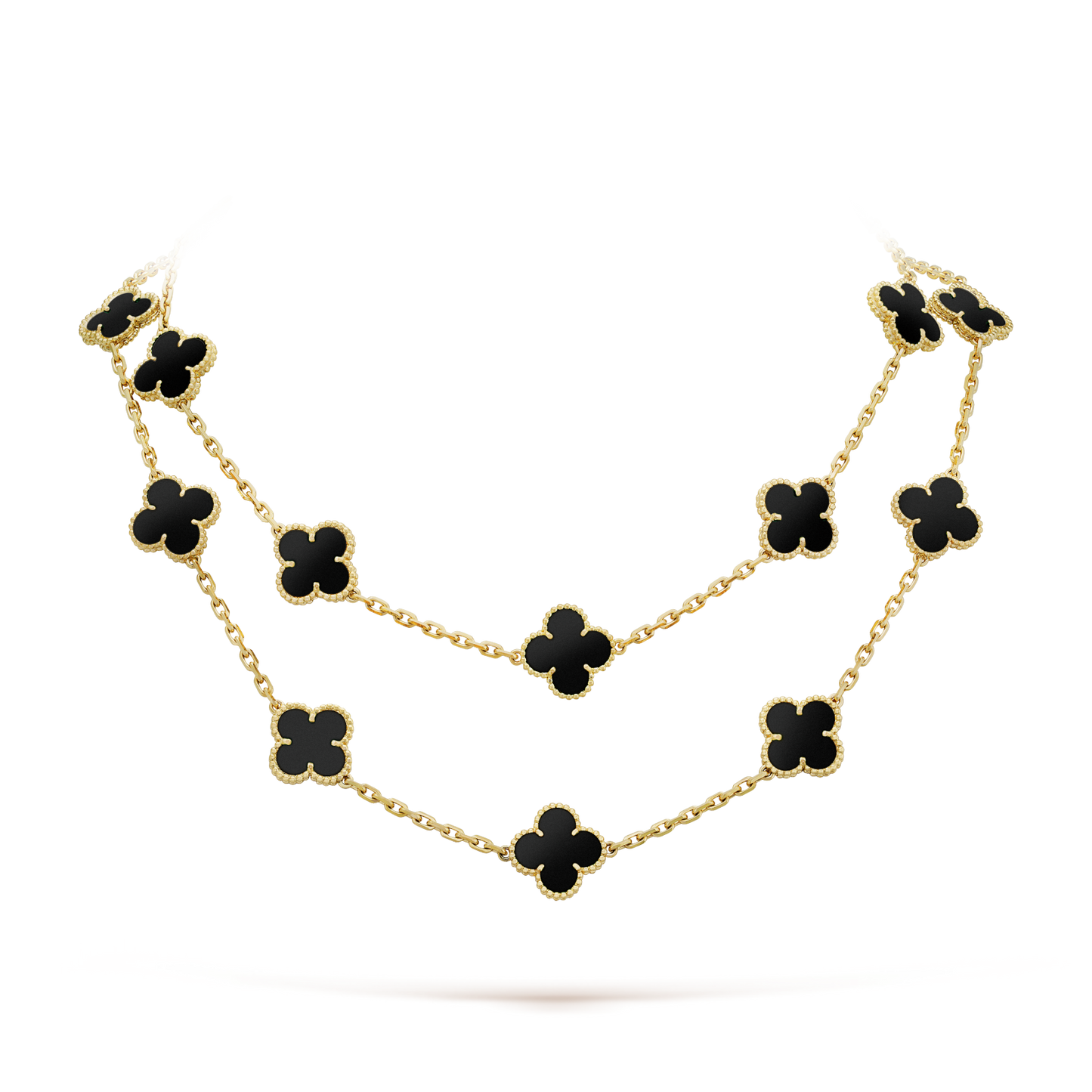 [Elowen Jewels]CLOVER 20 MOTIFS ONYX NECKLACE