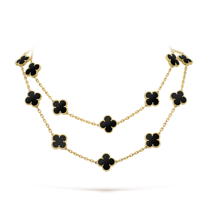 [Elowen Jewels]CLOVER 20 MOTIFS ONYX NECKLACE