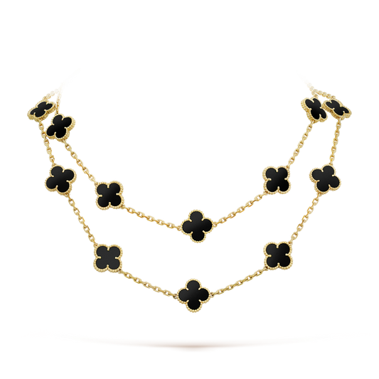 [Elowen Jewels]CLOVER 20 MOTIFS ONYX NECKLACE