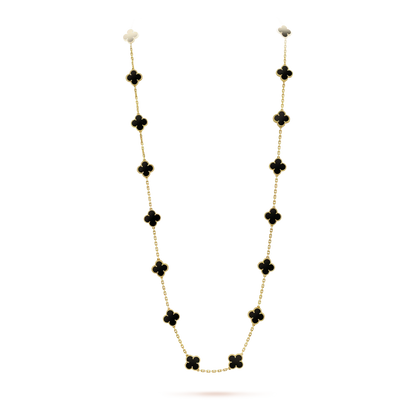 [Elowen Jewels]CLOVER 20 MOTIFS ONYX NECKLACE