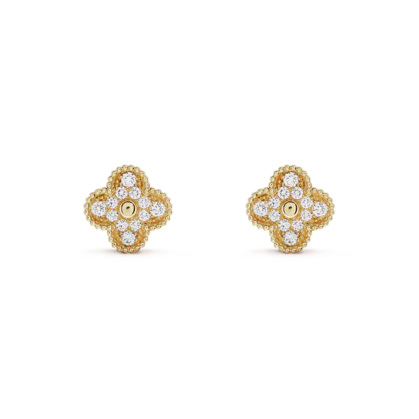 [Elowen Jewels]CLOVER MEDIUM 1 MOTIFS FUll DIAMOND EARRINGS