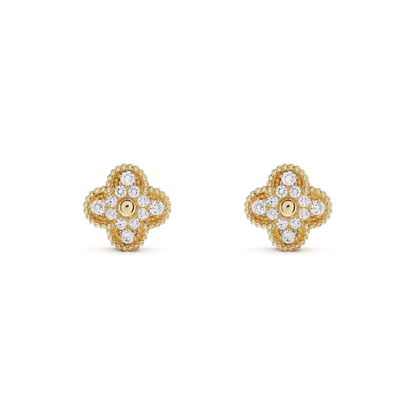 [Elowen Jewels]CLOVER MEDIUM 1 MOTIFS FUll DIAMOND EARRINGS