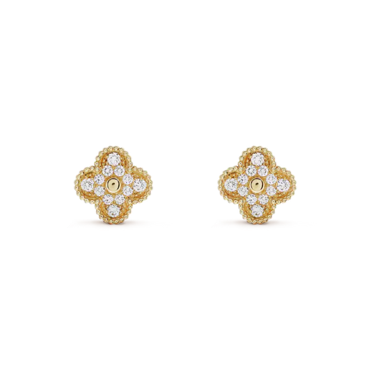 [Elowen Jewels]CLOVER MEDIUM 1 MOTIFS FUll DIAMOND EARRINGS