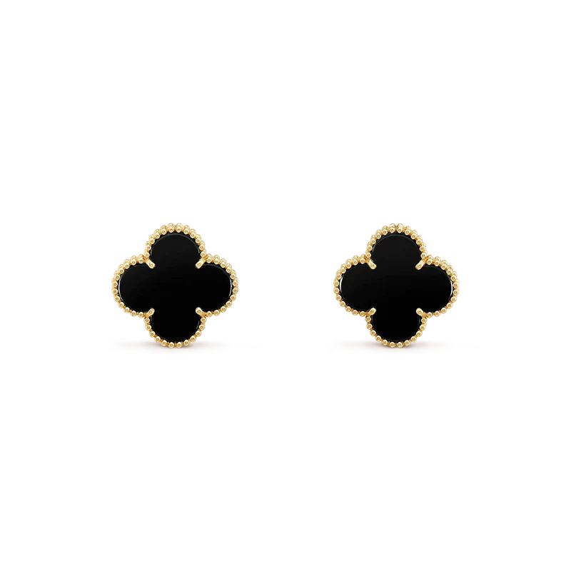 [Elowen Jewels]CLOVER MEDIUM 1 MOTIFS  ONYX STUD EARRINGS