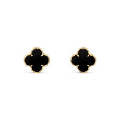 [Elowen Jewels]CLOVER MEDIUM 1 MOTIFS  ONYX STUD EARRINGS