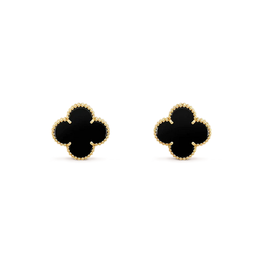 [Elowen Jewels]CLOVER MEDIUM 1 MOTIFS  ONYX STUD EARRINGS