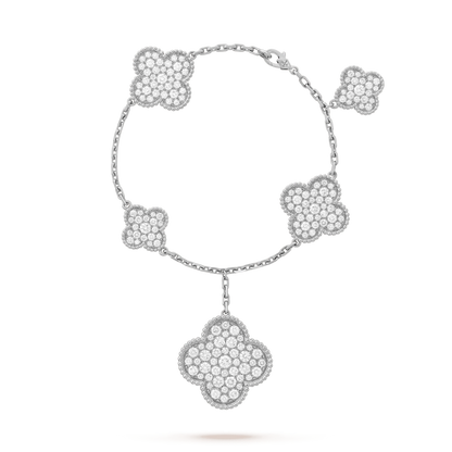 [Elowen Jewels]CLOVER 6 MOTIFS SILVER DIAMOND BRACELET