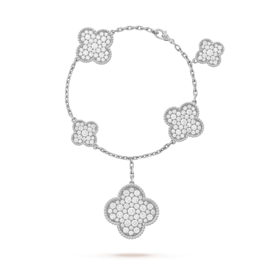 [Elowen Jewels]CLOVER 6 MOTIFS SILVER DIAMOND BRACELET