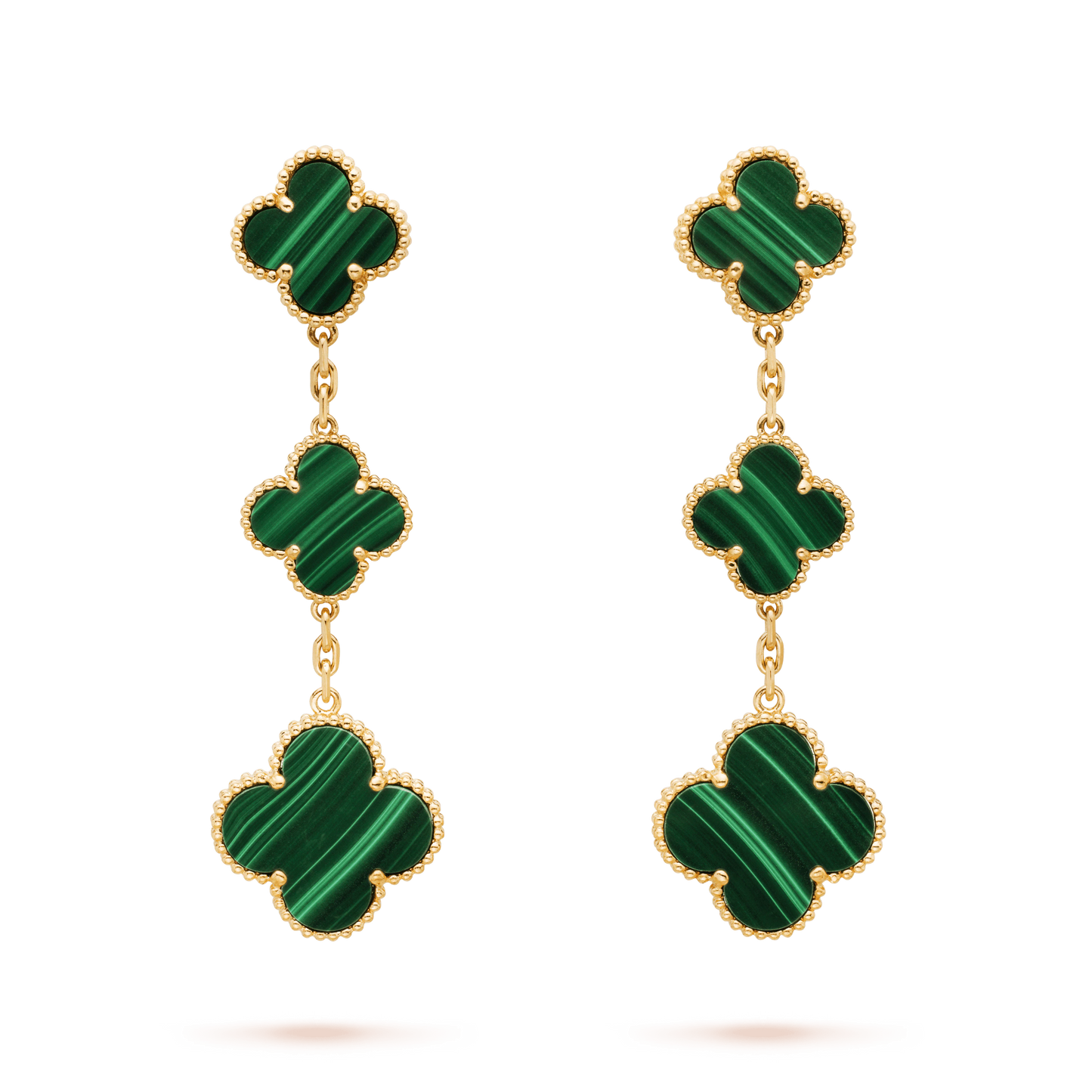 [Elowen Jewels]CLOVER MALACHITE 3 MOTIFS GOLD
