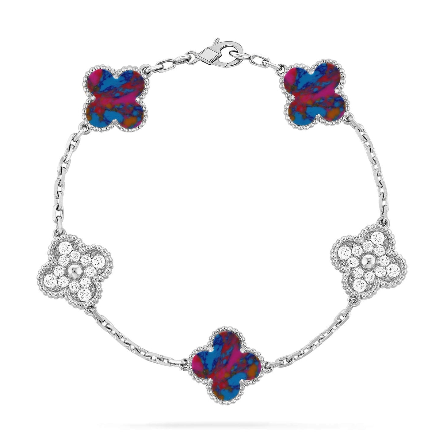 [Elowen Jewels]CLOVER 5 MOTIF COLOR GEMSTONES BRACELET COLLECTION