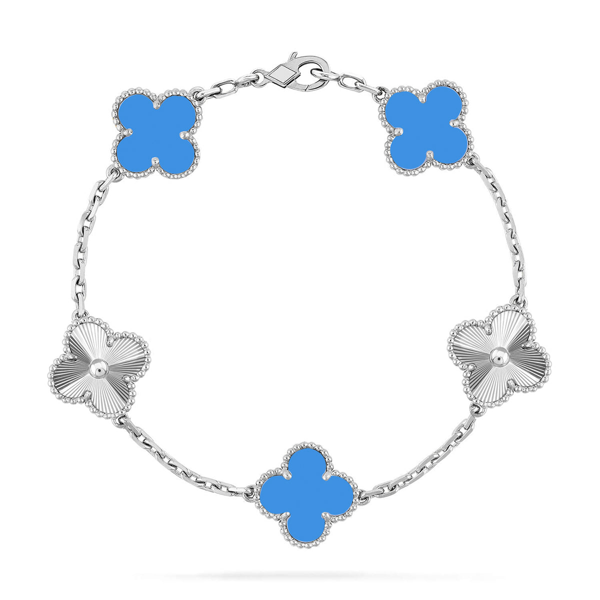 [Elowen Jewels] CLOVER 5 MOTIF BLUE AGATE BRACELET COLLECTION