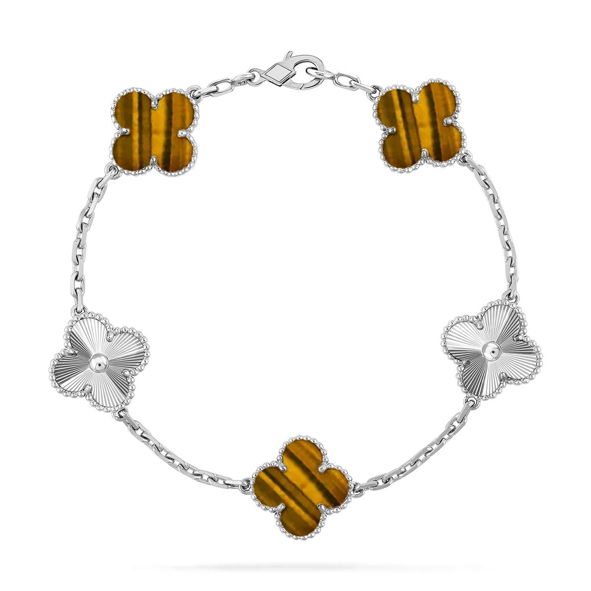 [Elowen Jewels] CLOVER 5 MOTIFS TIGER EYE BRACELET COLLECTION