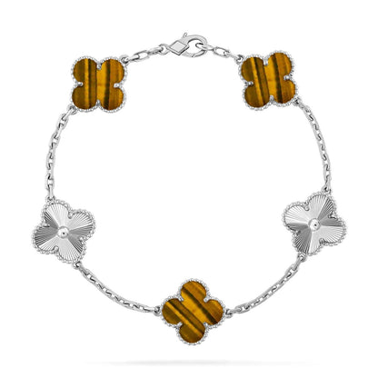 [Elowen Jewels] CLOVER 5 MOTIFS TIGER EYE BRACELET COLLECTION