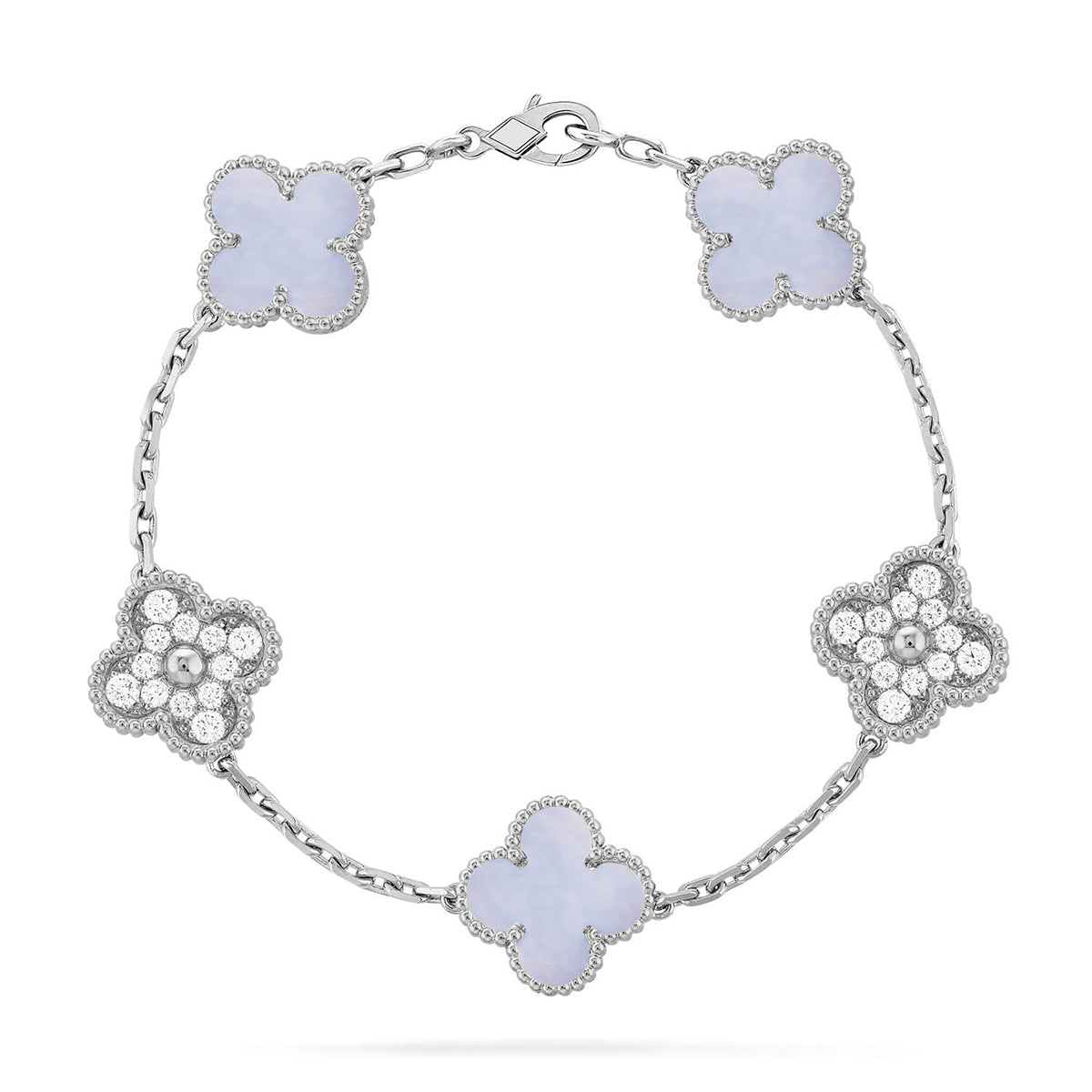 [Elowen Jewels] CLOVER 5 MOTIF PURPLE CHALCEDONY BRACELET COLLECTION