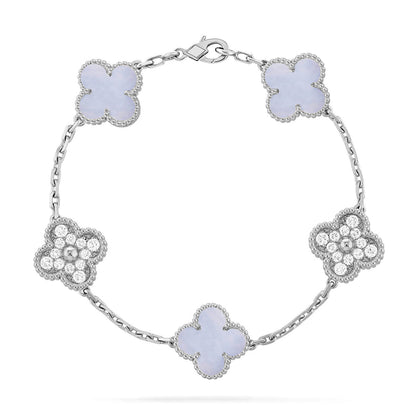 [Elowen Jewels] CLOVER 5 MOTIF PURPLE CHALCEDONY BRACELET COLLECTION
