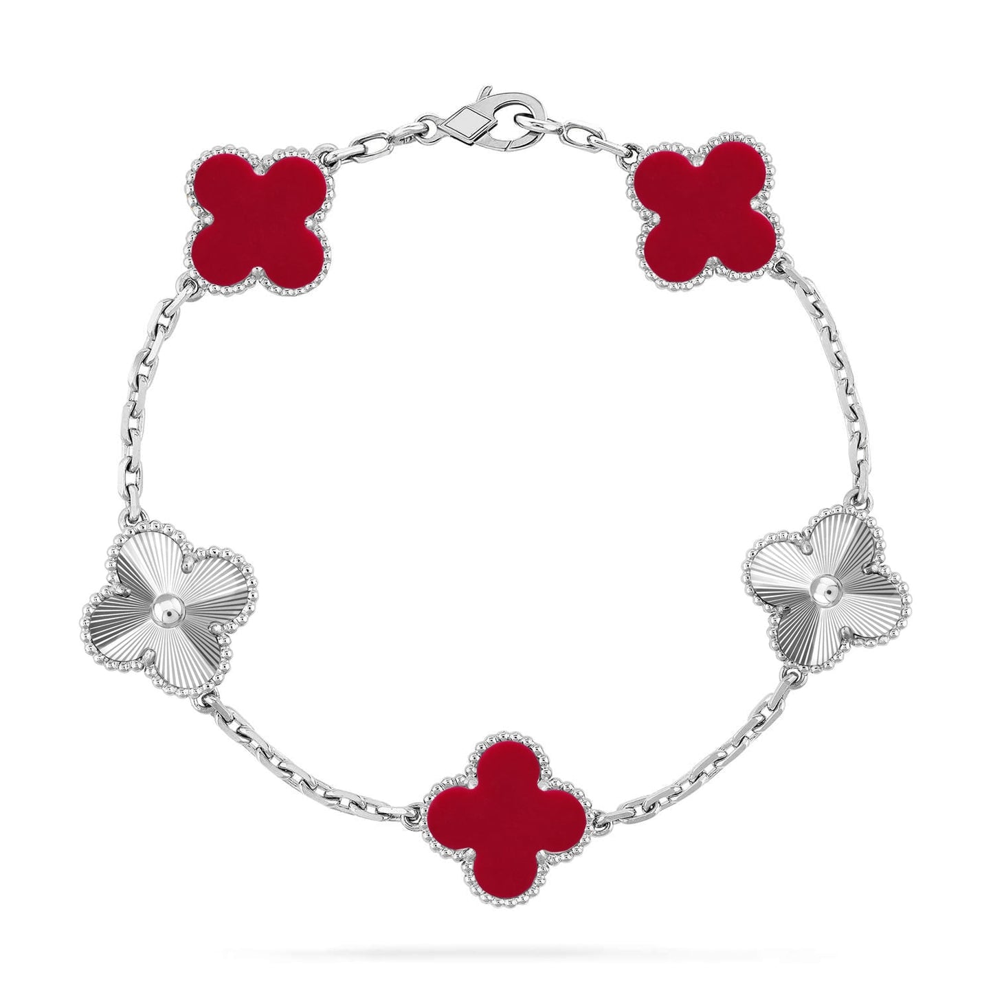 [Elowen Jewels] CLOVER 5 MOTIF RED CORNELIAN BRACELET COLLECTION