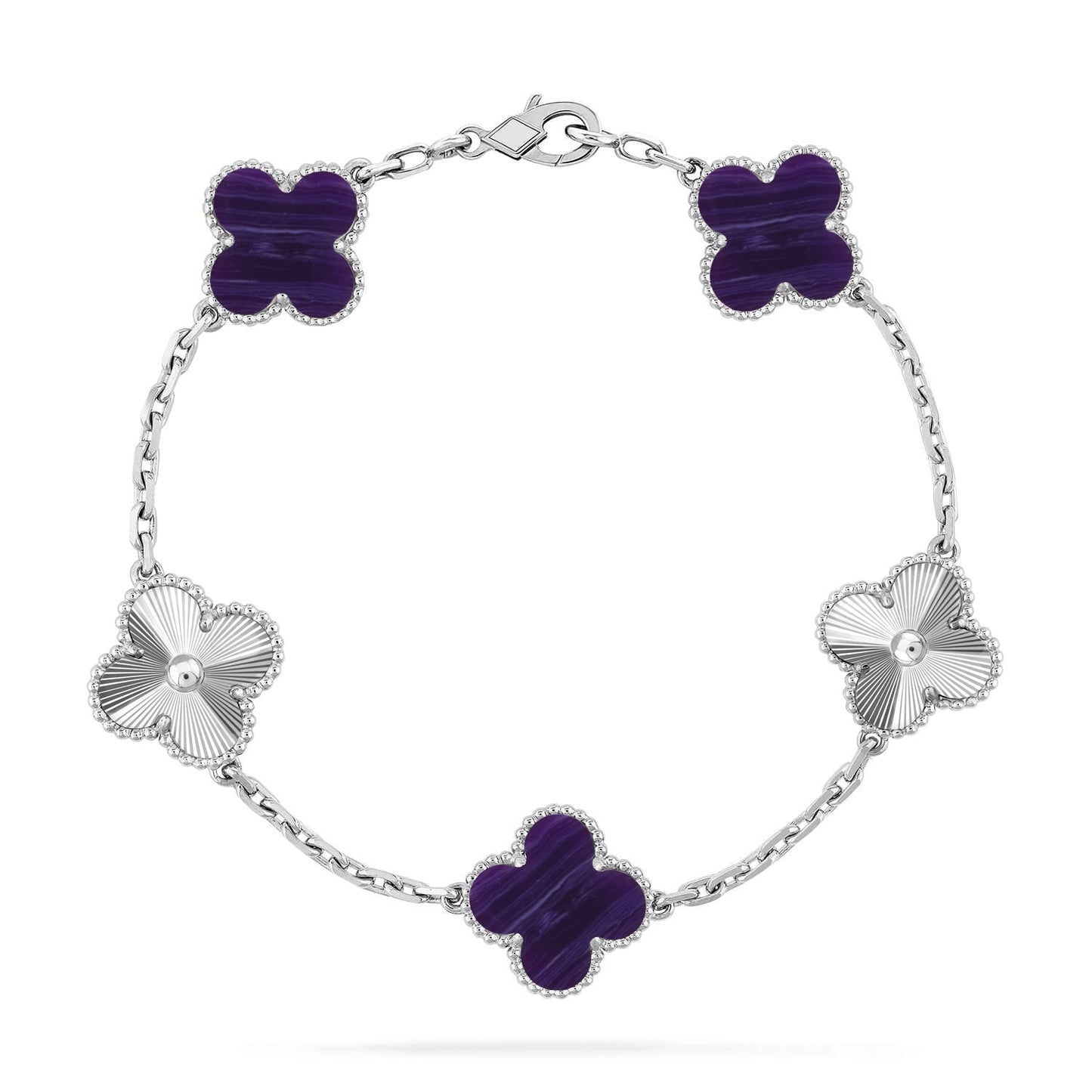 [Elowen Jewels]CLOVER 5 MOTIF PURPLE STRIPES BRACELET COLLECTION