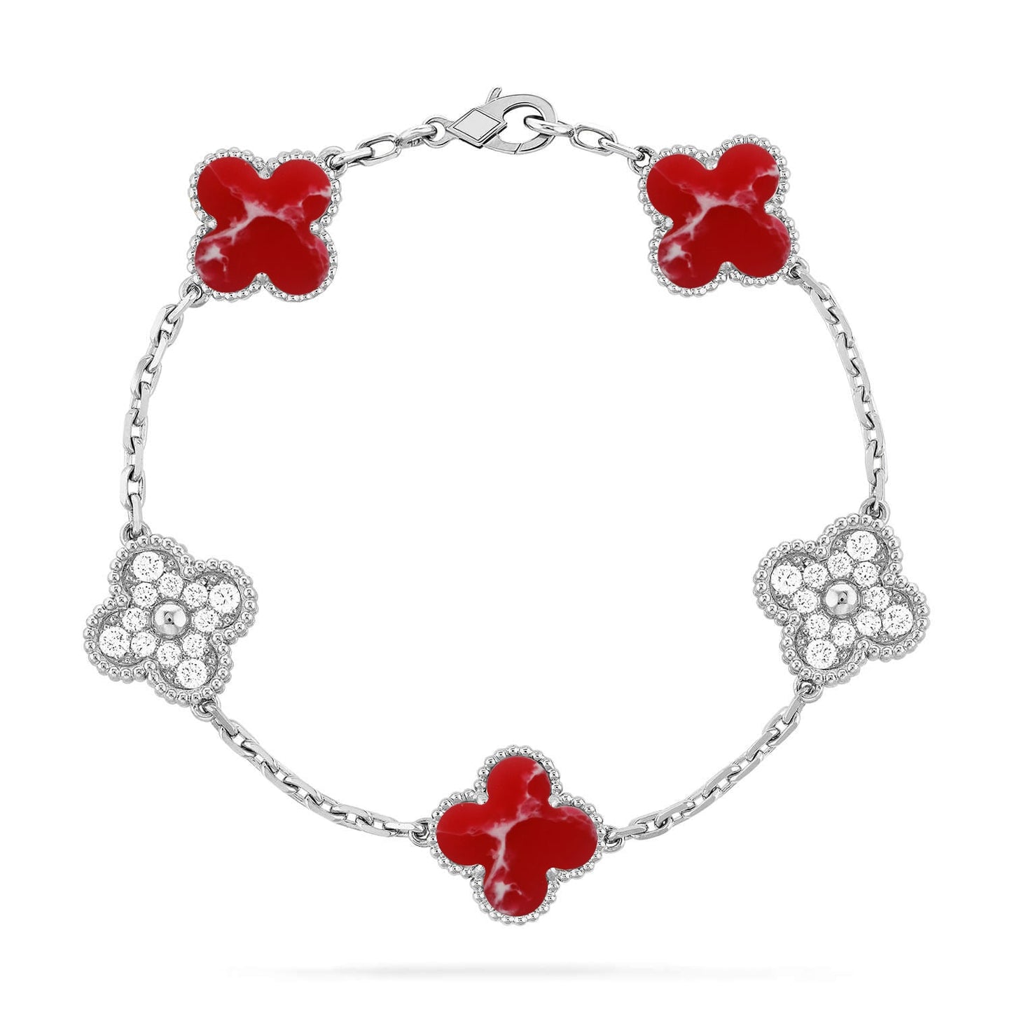 [Elowen Jewels]CLOVER 5 MOTIF RED PATTERN BRACELET COLLECTION