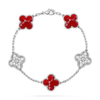 [Elowen Jewels]CLOVER 5 MOTIF RED PATTERN BRACELET COLLECTION