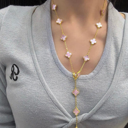 [Elowen Jewels]CLOVER 20 MOTIFS PINK MOP NECKLACE