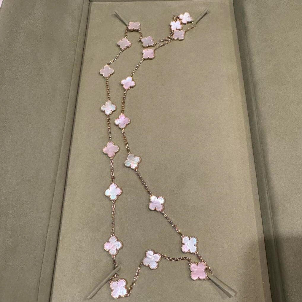 [Elowen Jewels]CLOVER 20 MOTIFS PINK MOP NECKLACE