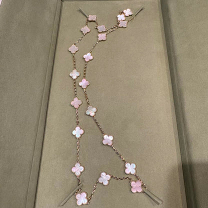 [Elowen Jewels]CLOVER 20 MOTIFS PINK MOP NECKLACE