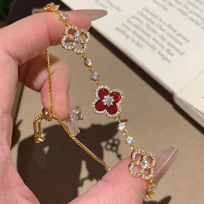 [Elowen Jewels]CLOVER 5 MOTIF PINK BLUE RED WHITE BRACELET