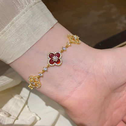 [Elowen Jewels]CLOVER 5 MOTIF PINK BLUE RED WHITE BRACELET
