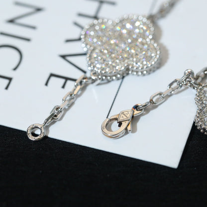 [Elowen Jewels]CLOVER BRACELET 5 MOTIF SILVER DIAMOND PAVED