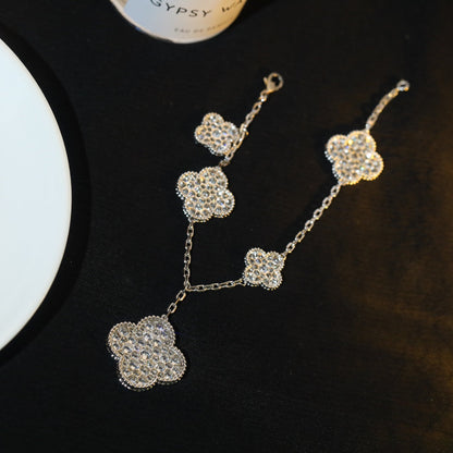 [Elowen Jewels]CLOVER BRACELET 5 MOTIF SILVER DIAMOND PAVED