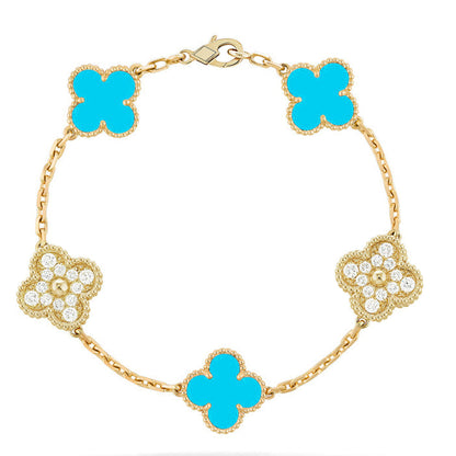[Elowen Jewels] CLOVER 5 MOTIF TURQUOISE BRACELET COLLECTION