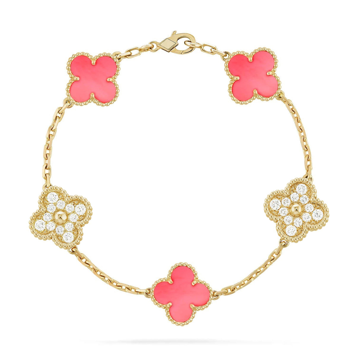 [Elowen Jewels] CLOVER 5 MOTIFS  PINK MOP BRACELET COLLECTION
