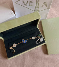 [Elowen Jewel ]LUCKY SPRING GOLD BLUESTONE WHITE MOTHER-OF-PEARL BRACELET