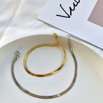 [Elowen Jewels]Flat Snake Bone Chain Blade Necklace