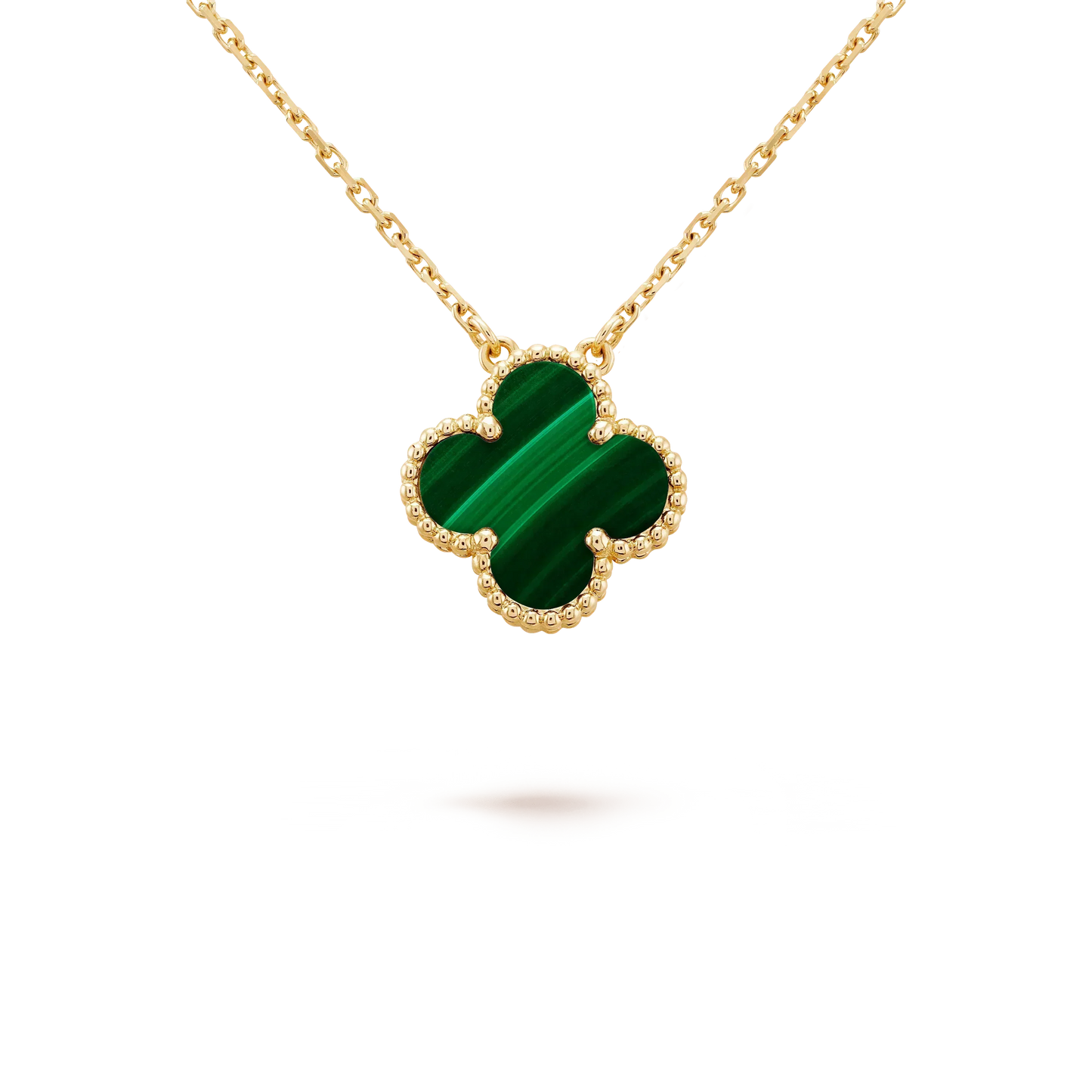 [Elowen Jewels]CLOVER 15MM MALACHITE SINGLE FLOWER  NECKLACE