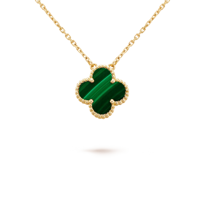 [Elowen Jewels]CLOVER 15MM MALACHITE SINGLE FLOWER  NECKLACE
