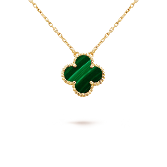 [Elowen Jewels]CLOVER 15MM MALACHITE SINGLE FLOWER  NECKLACE