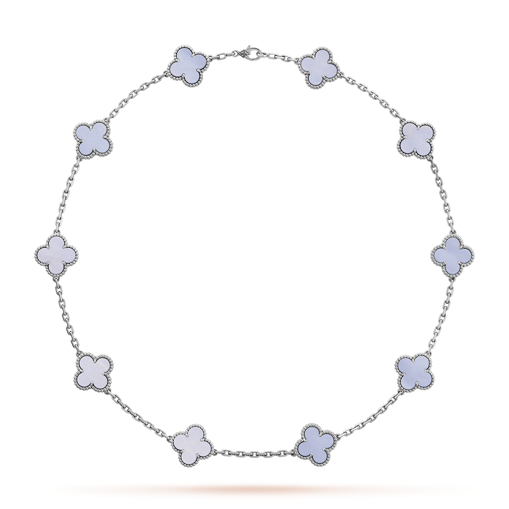 [Elowen Jewels]CLOVER 10 MOTIFS BLUE CHALCEDONY NECKLACE