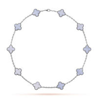 [Elowen Jewel]CLOVER 10 MOTIFS BLUE CHALCEDONY NECKLACE