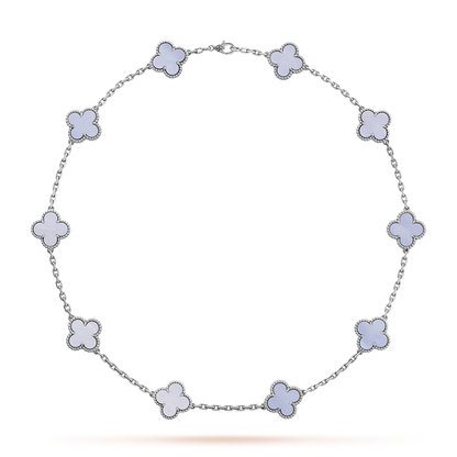 [Elowen Jewels]CLOVER 10 MOTIFS BLUE CHALCEDONY NECKLACE