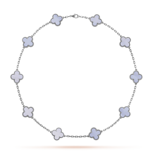 [Elowen Jewels]CLOVER 10 MOTIFS BLUE CHALCEDONY NECKLACE