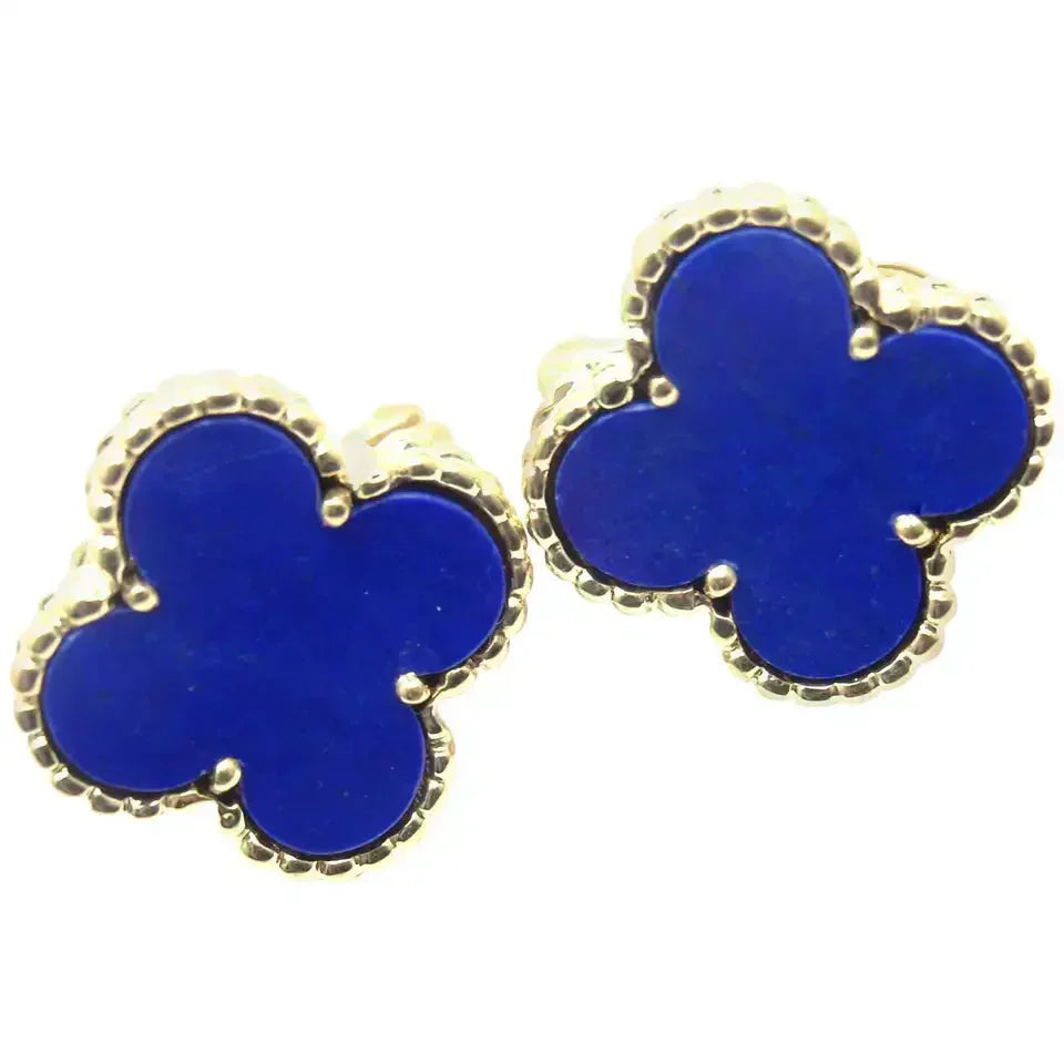 [Elowen Jewels]CLOVER MINI 9.5MM BLUE AGATE EARRINGS