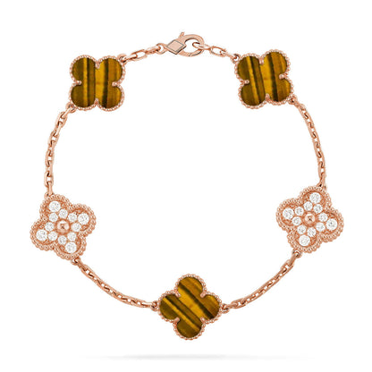 [Elowen Jewels] CLOVER 5 MOTIFS TIGER EYE BRACELET COLLECTION