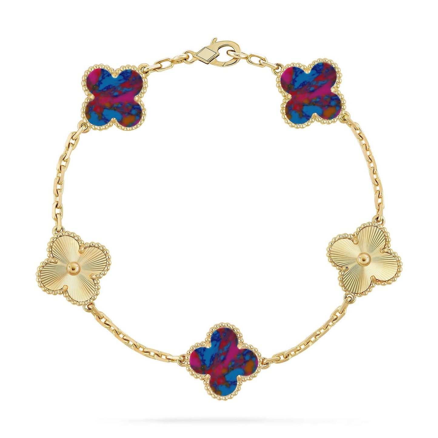 [Elowen Jewels]CLOVER 5 MOTIF COLOR GEMSTONES BRACELET COLLECTION