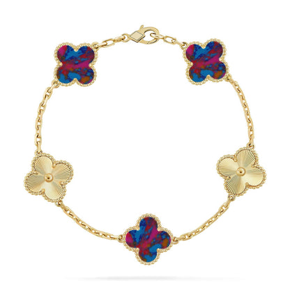 [Elowen Jewels]CLOVER 5 MOTIF COLOR GEMSTONES BRACELET COLLECTION