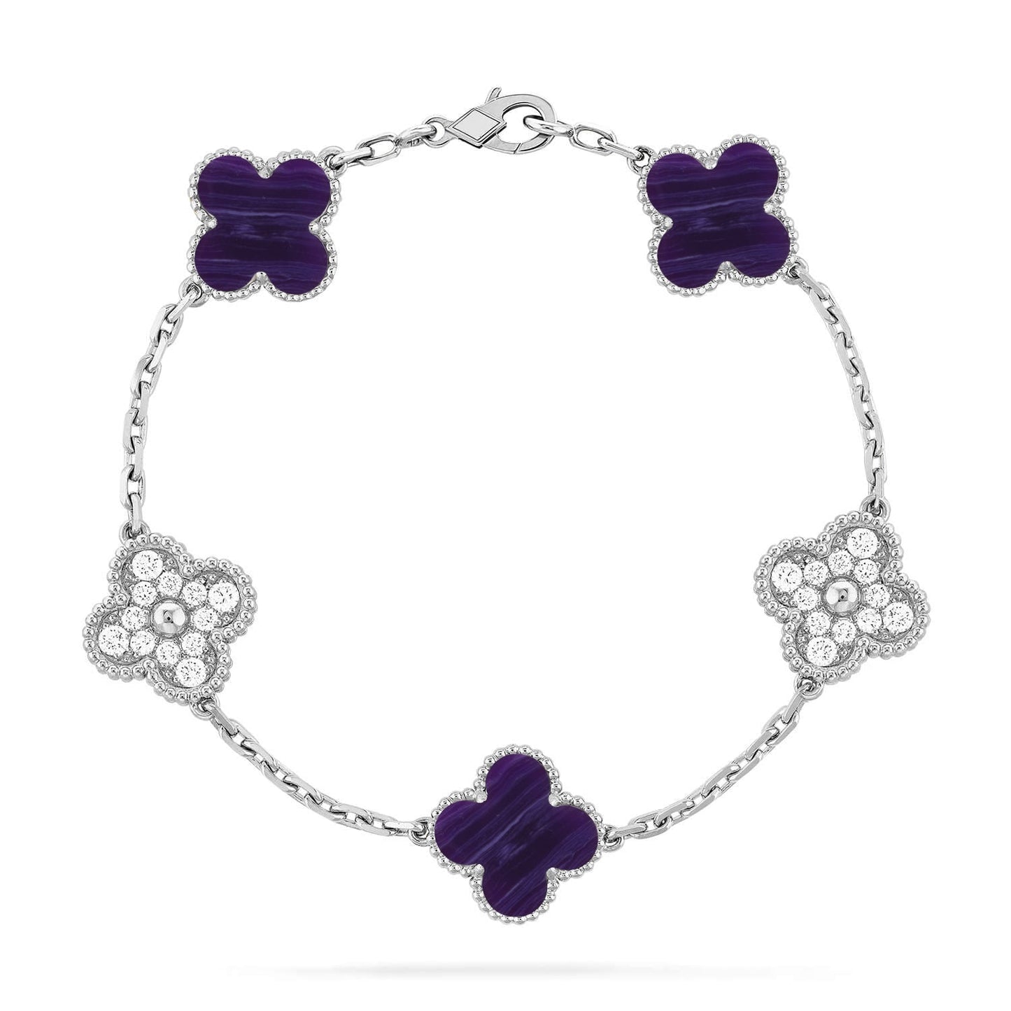 [Elowen Jewels]CLOVER 5 MOTIF PURPLE STRIPES BRACELET COLLECTION
