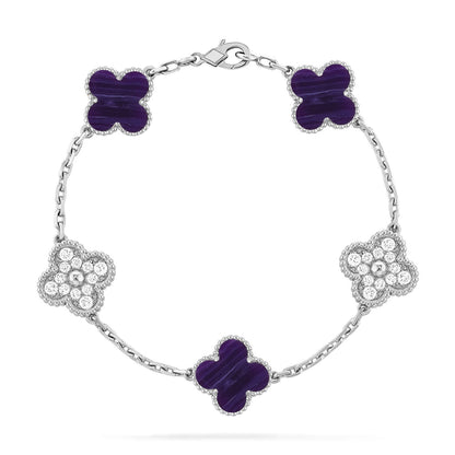 [Elowen Jewels]CLOVER 5 MOTIF PURPLE STRIPES BRACELET COLLECTION