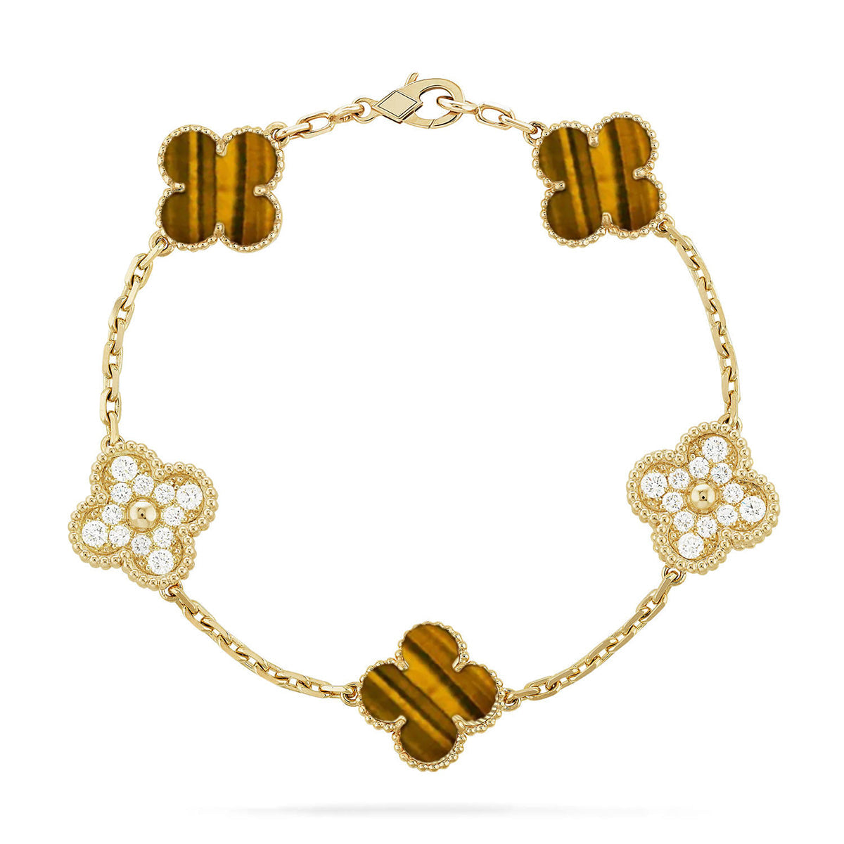 [Elowen Jewels] CLOVER 5 MOTIFS TIGER EYE BRACELET COLLECTION
