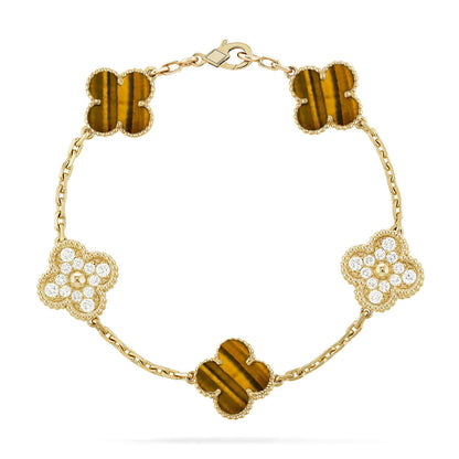 [Elowen Jewels] CLOVER 5 MOTIFS TIGER EYE BRACELET COLLECTION