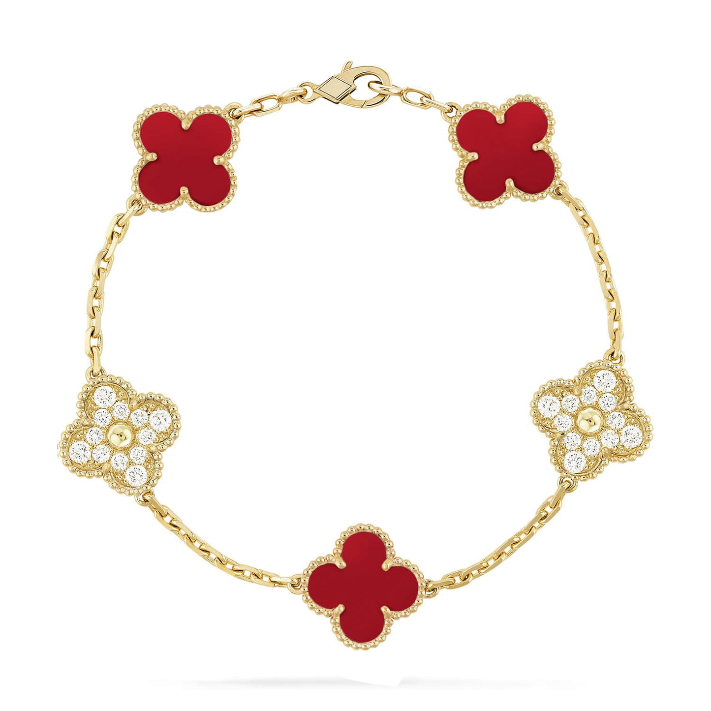 [Elowen Jewels] CLOVER 5 MOTIF RED CORNELIAN BRACELET COLLECTION